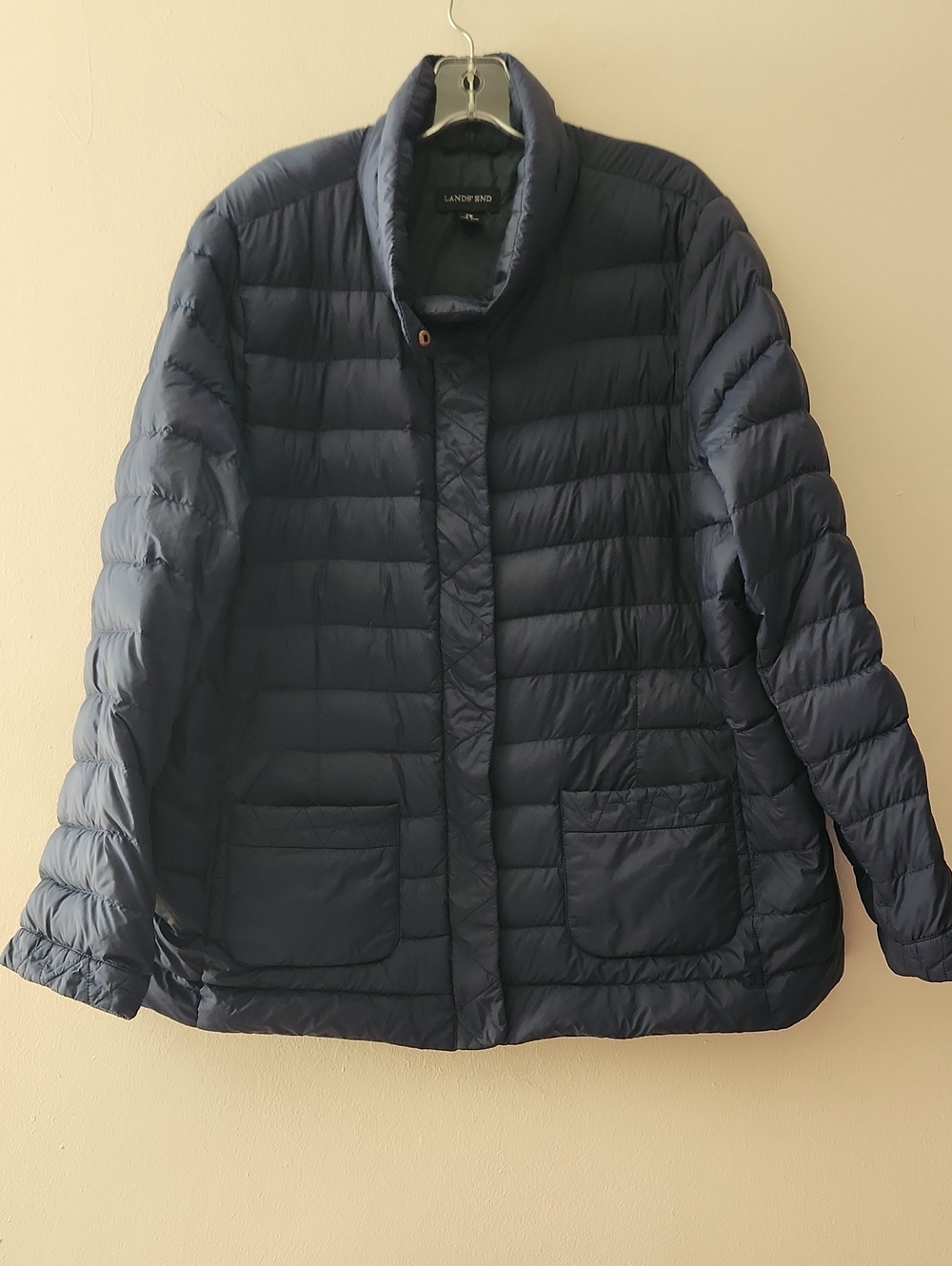 Lands' End Women's Navy Down Puffer Jacket - 2X